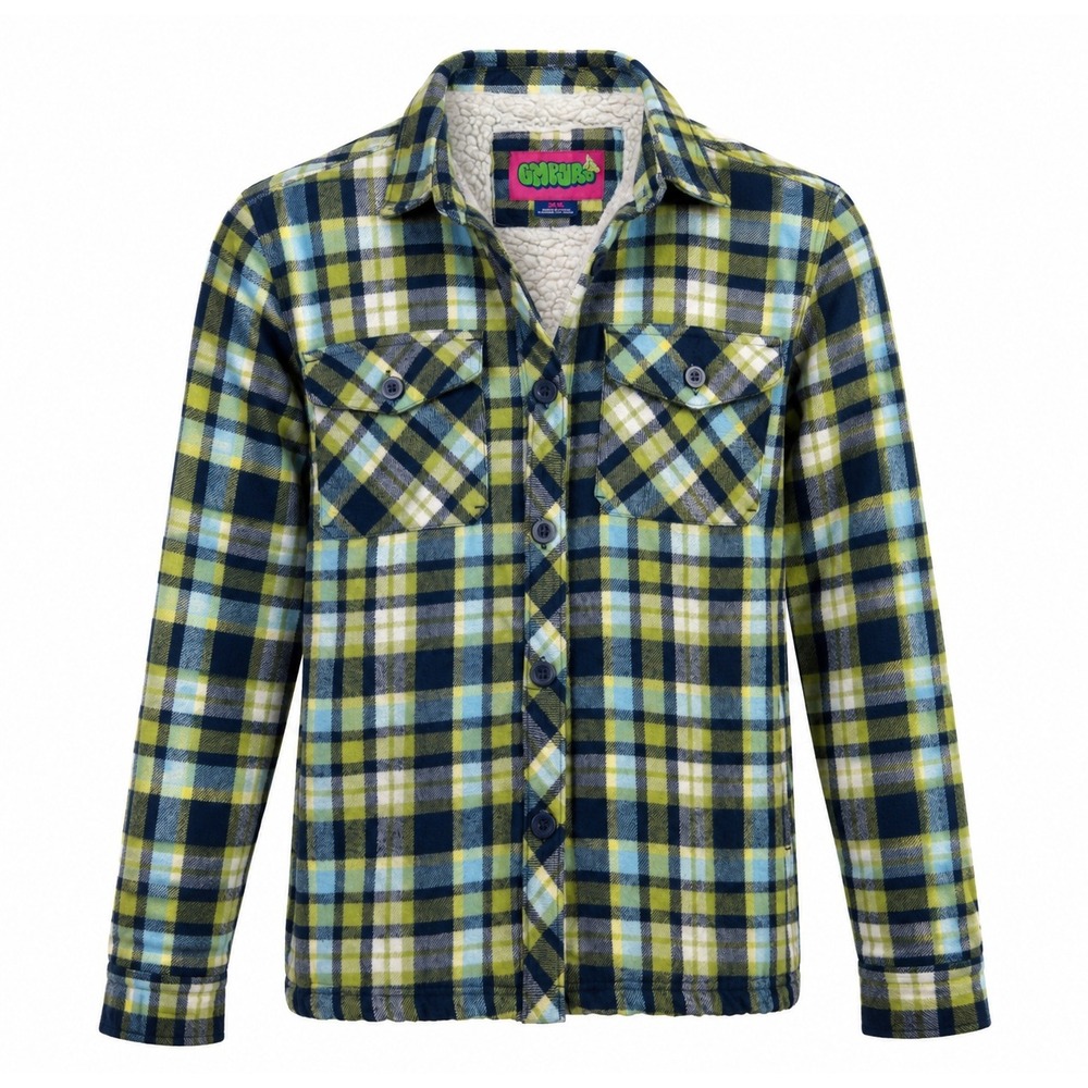 Empyre Sherpa Lined‎ Flannel Jacket Mens XS Green Blue Plaid